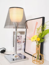 Modern Chrome Prism Table Lamp with Dual Diffuser and Polished Aluminum Base