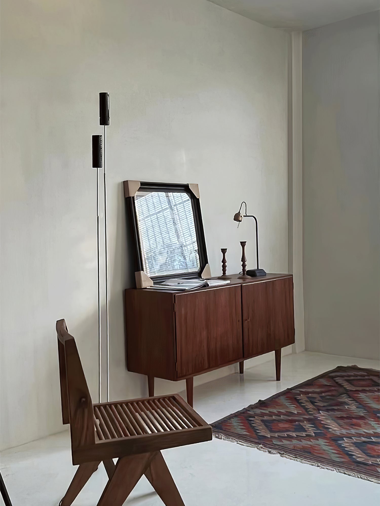 Modern Minimalist Cima Floor Lamp with Black Cylindrical Uplight Heads