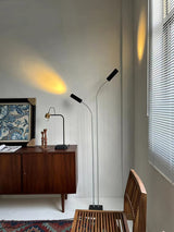 Modern Minimalist Cima Floor Lamp with Black Cylindrical Uplight Heads
