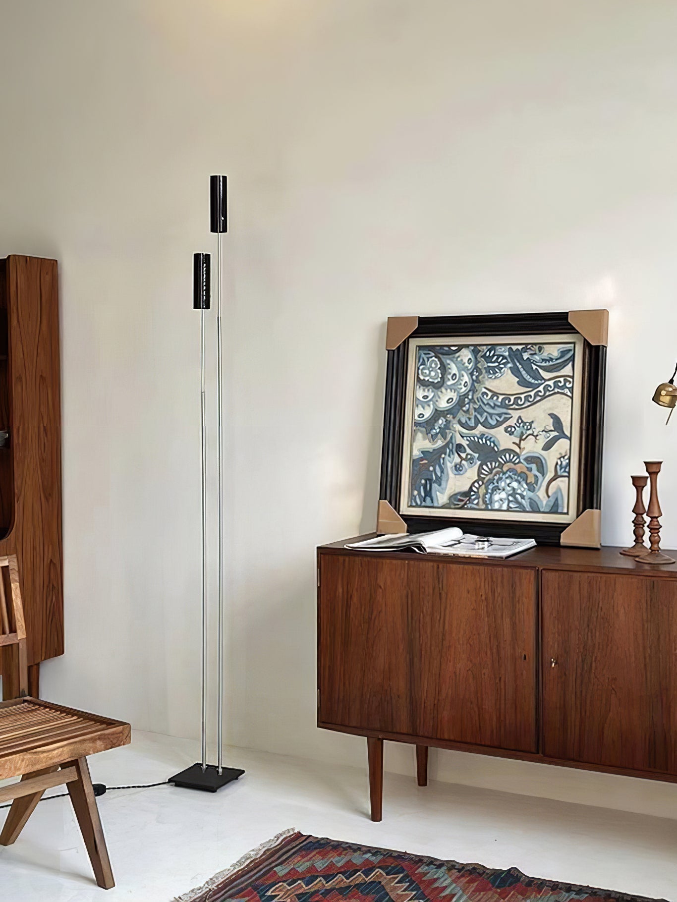Modern Minimalist Cima Floor Lamp with Black Cylindrical Uplight Heads