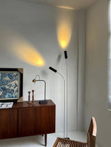 Modern Minimalist Cima Floor Lamp with Black Cylindrical Uplight Heads