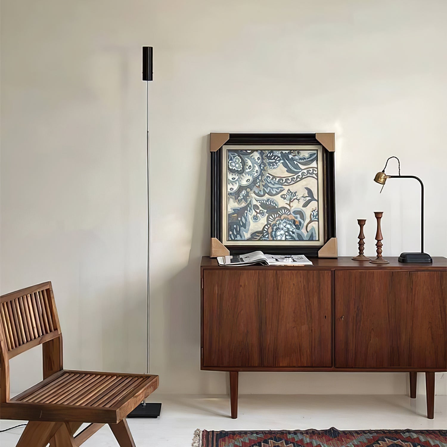 Modern Minimalist Cima Floor Lamp with Black Cylindrical Uplight Heads