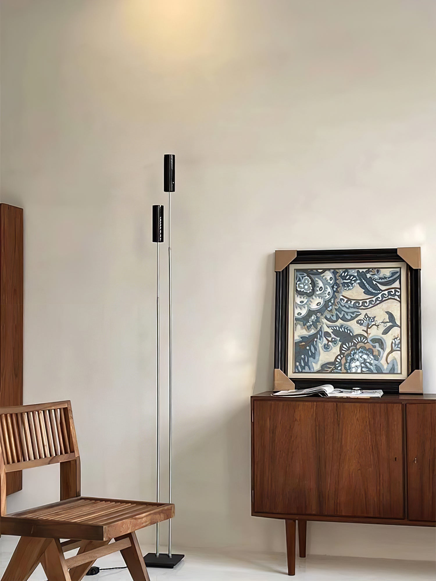 Modern Minimalist Cima Floor Lamp with Black Cylindrical Uplight Heads