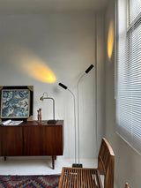 Modern Minimalist Cima Floor Lamp with Black Cylindrical Uplight Heads