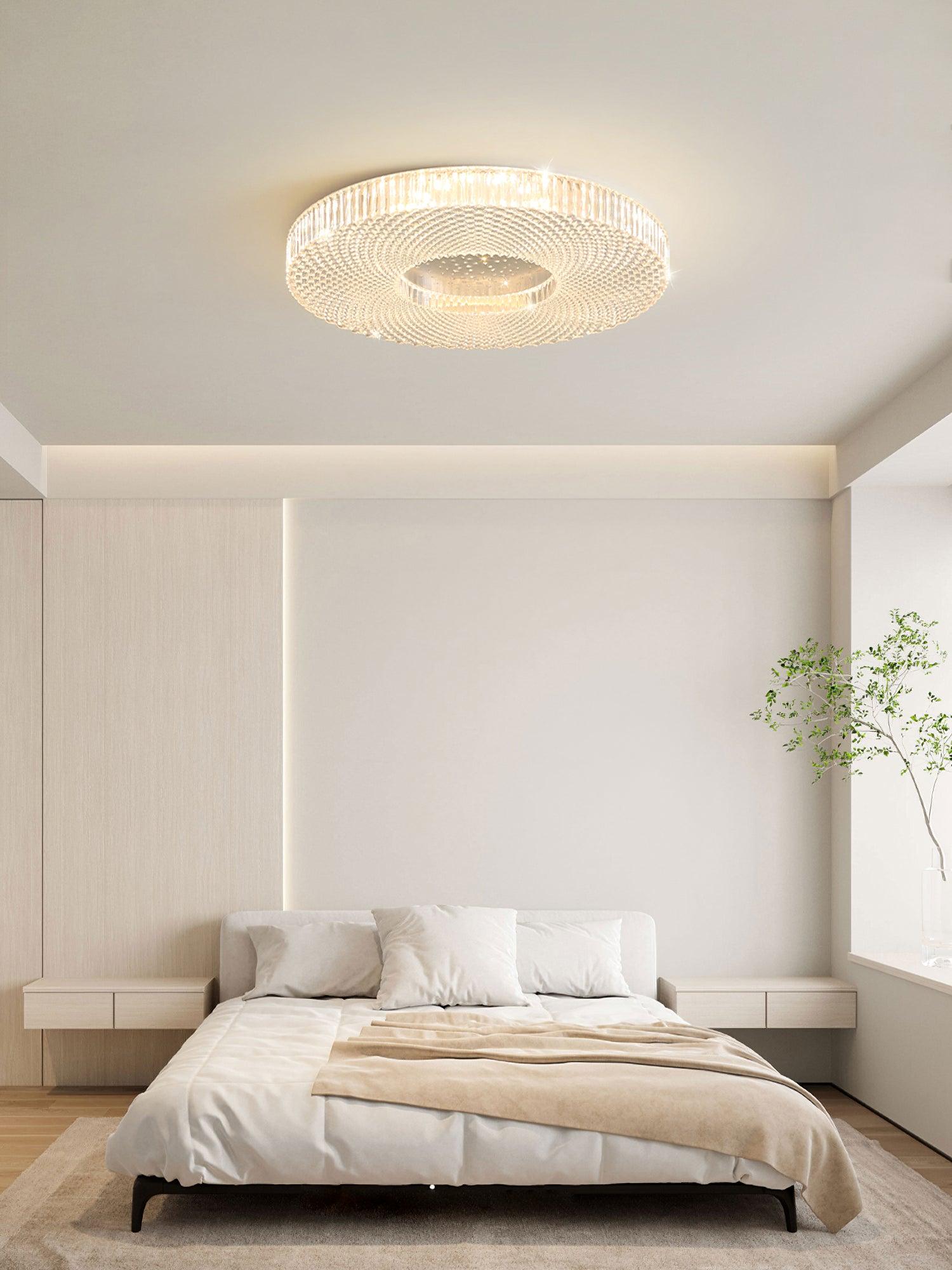 Cimona Modern Round Geometric LED Flush Mount Light Gold and White Finish