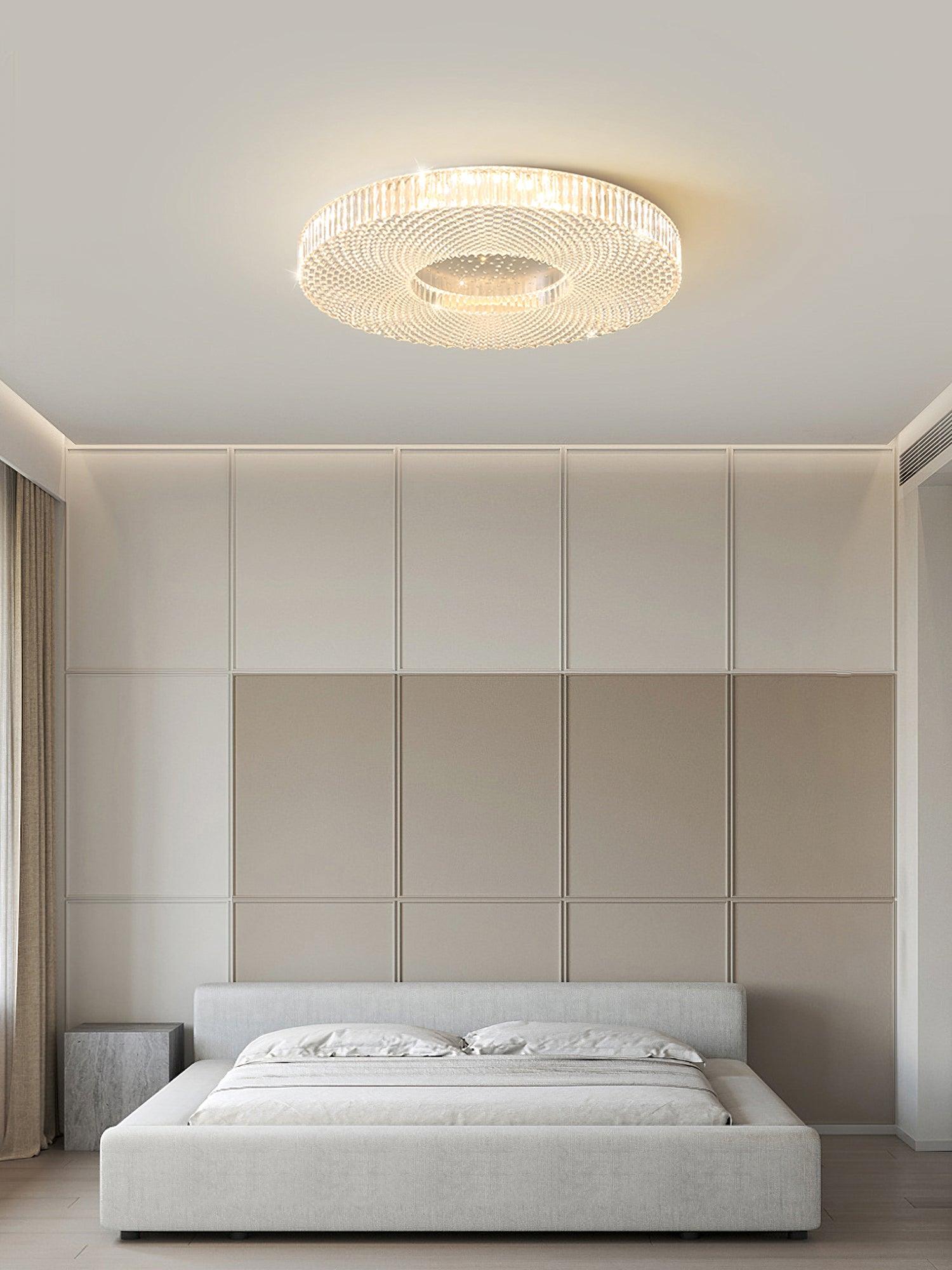 Cimona Modern Round Geometric LED Flush Mount Light Gold and White Finish