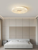 Cimona Modern Round Geometric LED Flush Mount Light Gold and White Finish