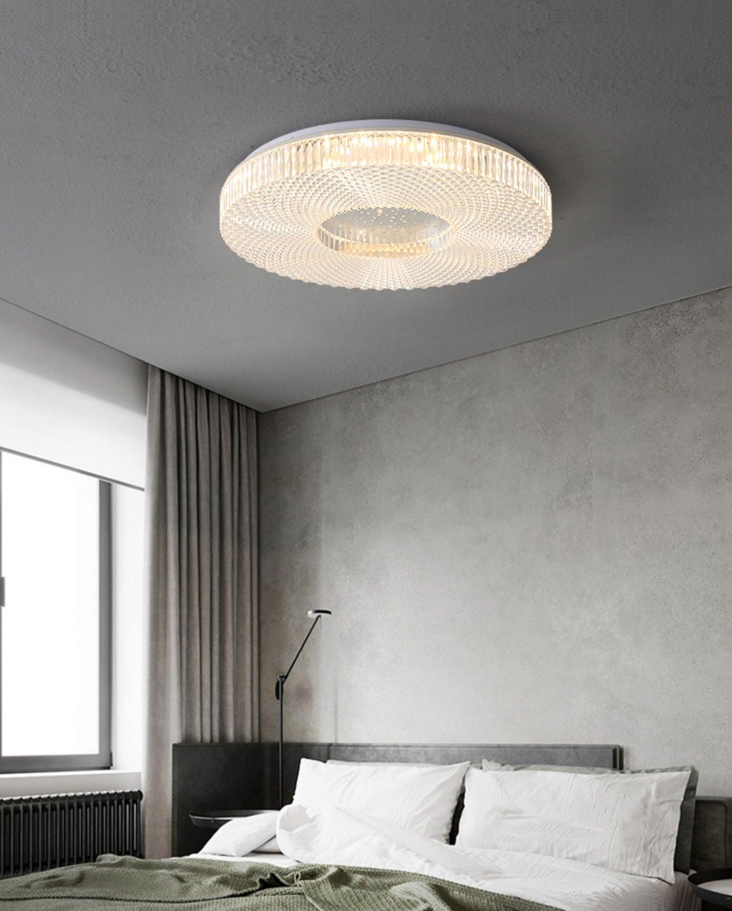 Cimona Modern Round Geometric LED Flush Mount Light Gold and White Finish
