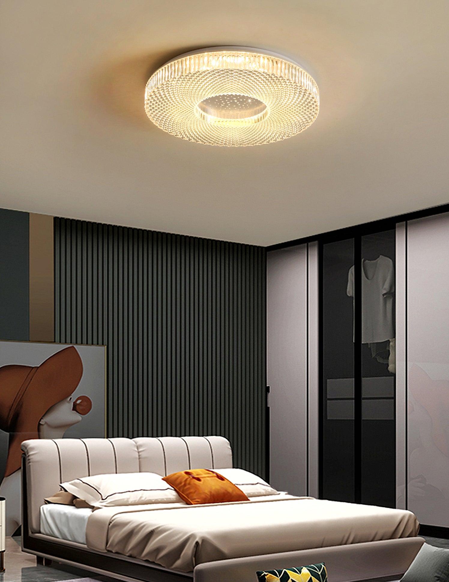 Cimona Modern Round Geometric LED Flush Mount Light Gold and White Finish