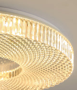 Cimona Modern Round Geometric LED Flush Mount Light Gold and White Finish