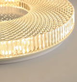 Cimona Modern Round Geometric LED Flush Mount Light Gold and White Finish