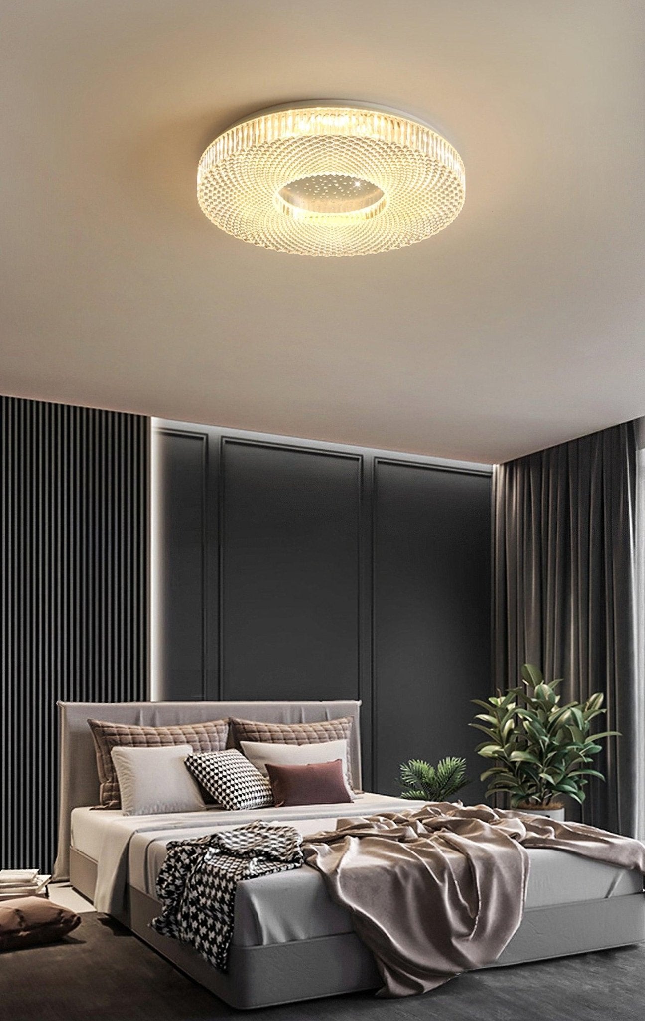 Cimona Modern Round Geometric LED Flush Mount Light Gold and White Finish