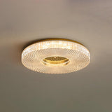 Cimona Modern Round Geometric LED Flush Mount Light Gold and White Finish