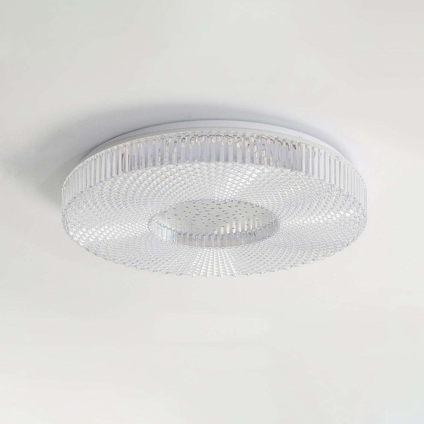Cimona Modern Round Geometric LED Flush Mount Light Gold and White Finish
