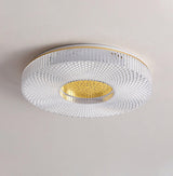 Cimona Modern Round Geometric LED Flush Mount Light Gold and White Finish