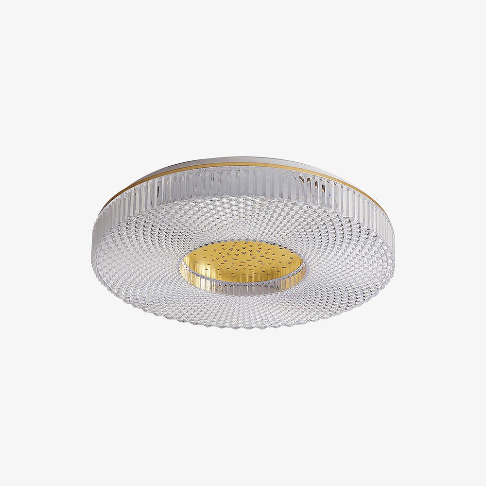 Cimona Modern Round Geometric LED Flush Mount Light Gold and White Finish