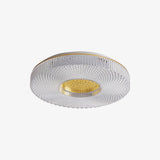 Cimona Modern Round Geometric LED Flush Mount Light Gold and White Finish