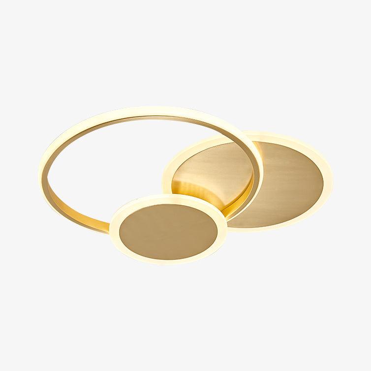 Modern Brass Interlocking Rings LED Ceiling Light Contemporary Flush Mount Fixture for Bedroom