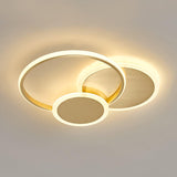 Modern Brass Interlocking Rings LED Ceiling Light Contemporary Flush Mount Fixture for Bedroom