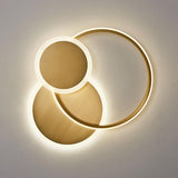 Modern Brass Interlocking Rings LED Ceiling Light Contemporary Flush Mount Fixture for Bedroom