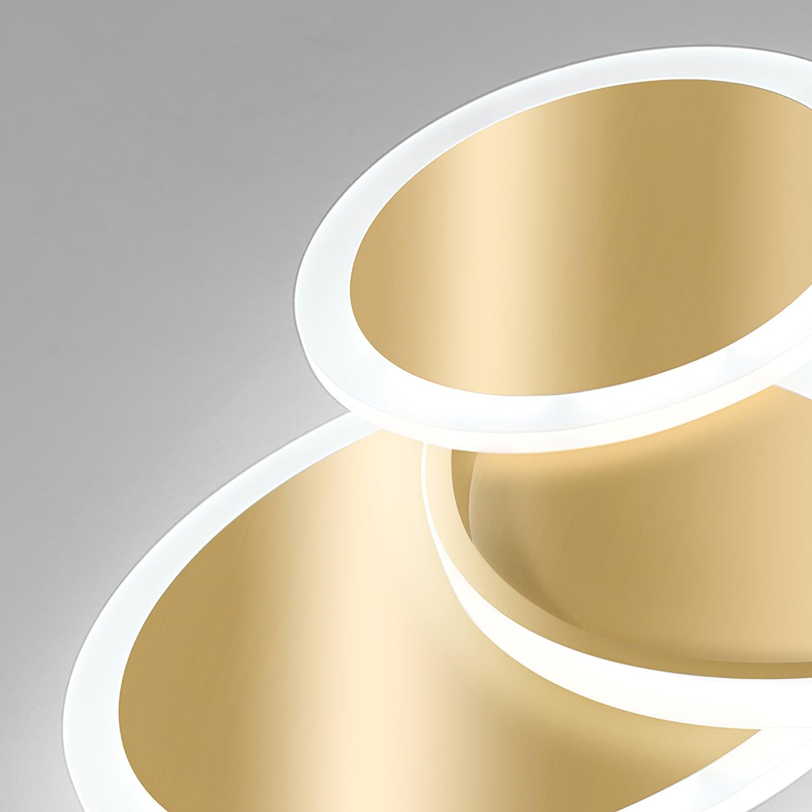Modern Brass Interlocking Rings LED Ceiling Light Contemporary Flush Mount Fixture for Bedroom