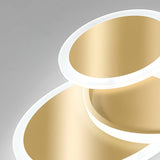 Modern Brass Interlocking Rings LED Ceiling Light Contemporary Flush Mount Fixture for Bedroom