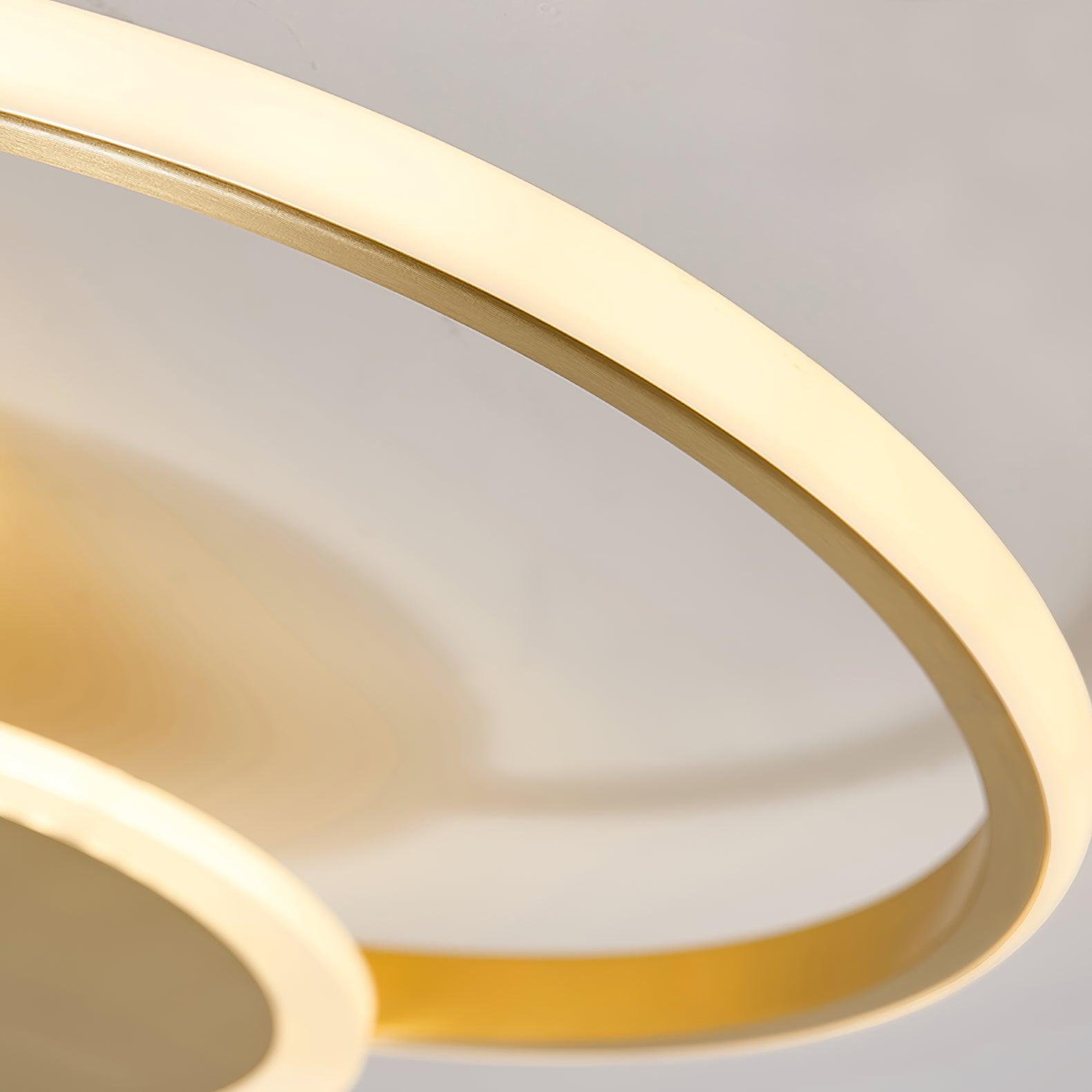 Modern Brass Interlocking Rings LED Ceiling Light Contemporary Flush Mount Fixture for Bedroom