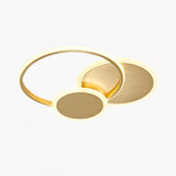 Modern Brass Interlocking Rings LED Ceiling Light Contemporary Flush Mount Fixture for Bedroom