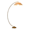 Contemporary Arched Floor Lamp Gold Finish with White Linen Cotton Shade