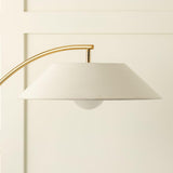 Contemporary Arched Floor Lamp Gold Finish with White Linen Cotton Shade