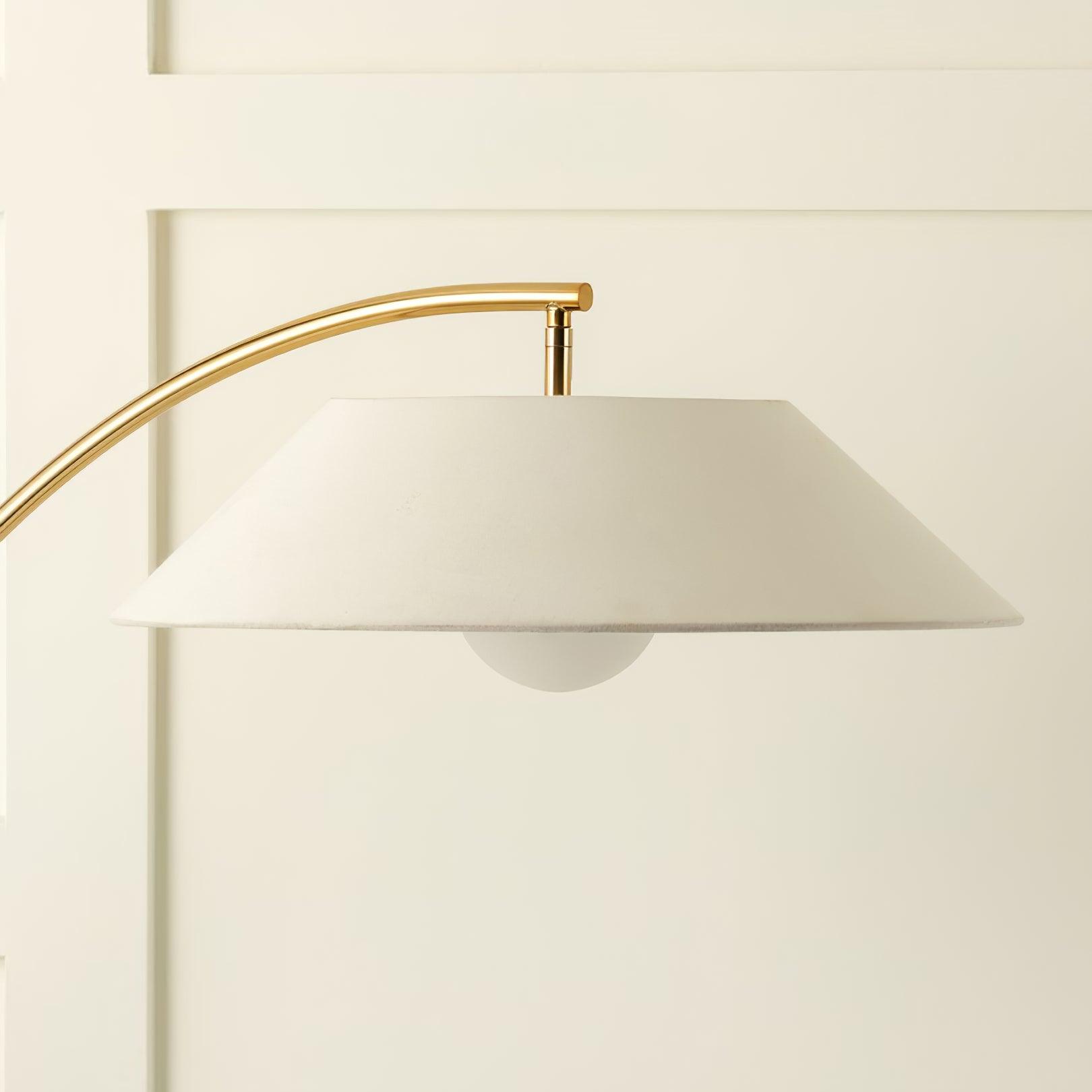Contemporary Arched Floor Lamp Gold Finish with White Linen Cotton Shade