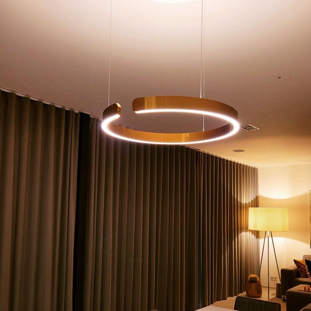 Modern LED Ring Pendant Light Circular Minimalist Chandelier for Living Room and Bedroom