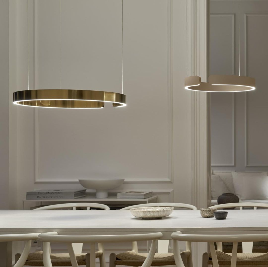 Modern LED Ring Pendant Light Circular Minimalist Chandelier for Living Room and Bedroom