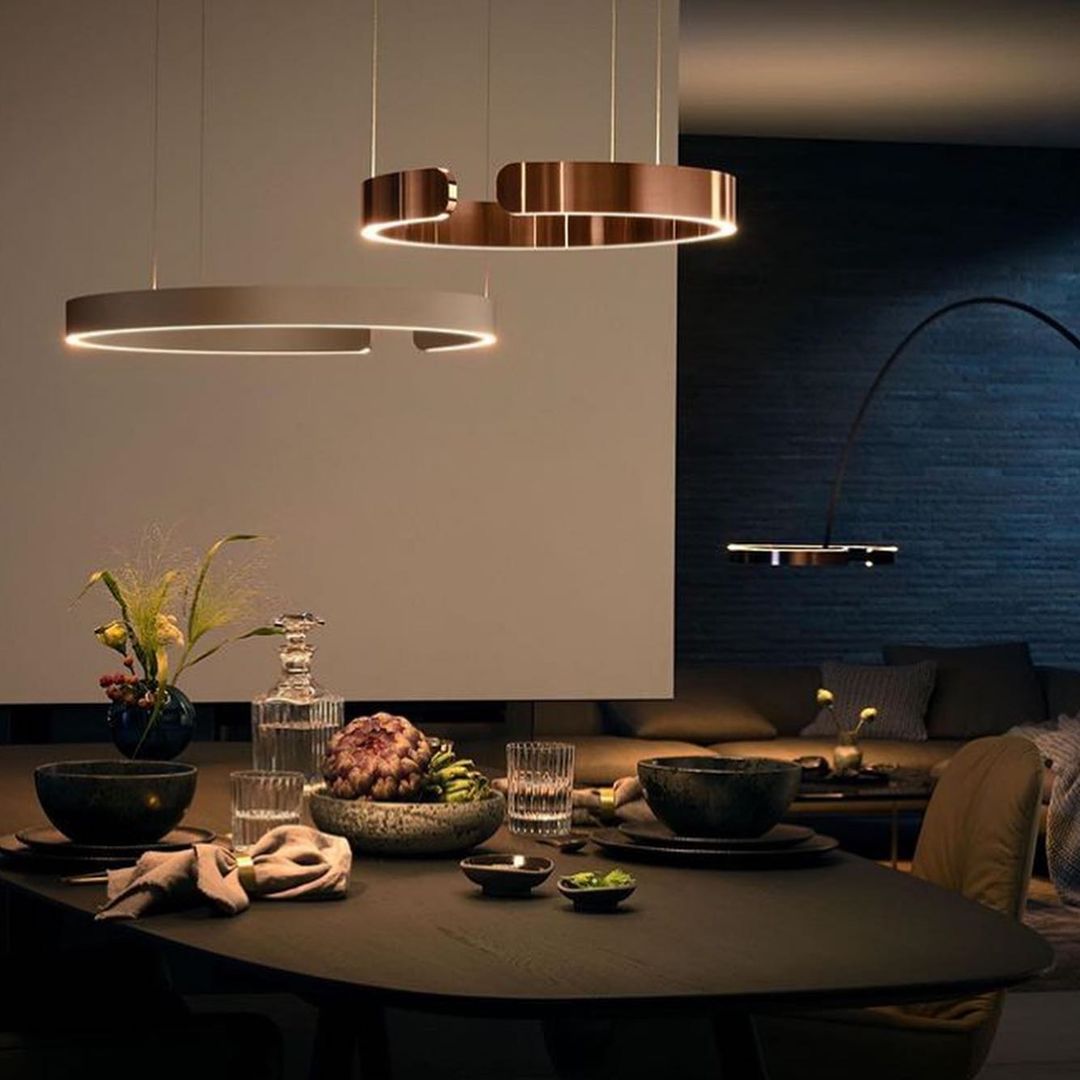 Modern LED Ring Pendant Light Circular Minimalist Chandelier for Living Room and Bedroom