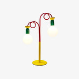 Modern Colorful Geometric Bedside Lamp with Frosted Glass Globe Shade