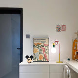 Modern Colorful Geometric Bedside Lamp with Frosted Glass Globe Shade