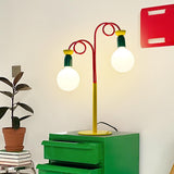 Modern Colorful Geometric Bedside Lamp with Frosted Glass Globe Shade