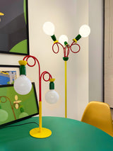 Modern Colorful Geometric Bedside Lamp with Frosted Glass Globe Shade