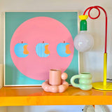 Modern Colorful Geometric Bedside Lamp with Frosted Glass Globe Shade