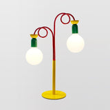 Modern Colorful Geometric Bedside Lamp with Frosted Glass Globe Shade