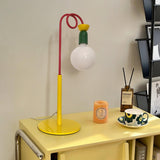 Modern Colorful Geometric Bedside Lamp with Frosted Glass Globe Shade