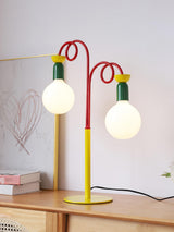Modern Colorful Geometric Bedside Lamp with Frosted Glass Globe Shade