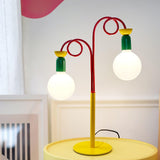 Modern Colorful Geometric Bedside Lamp with Frosted Glass Globe Shade