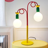 Modern Colorful Geometric Bedside Lamp with Frosted Glass Globe Shade