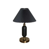 Vintage Antique Brass Table Lamp with Tapered Fabric Shade Classic Desk Light for Bedroom Office