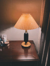 Vintage Antique Brass Table Lamp with Tapered Fabric Shade Classic Desk Light for Bedroom Office