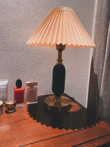 Vintage Antique Brass Table Lamp with Tapered Fabric Shade Classic Desk Light for Bedroom Office