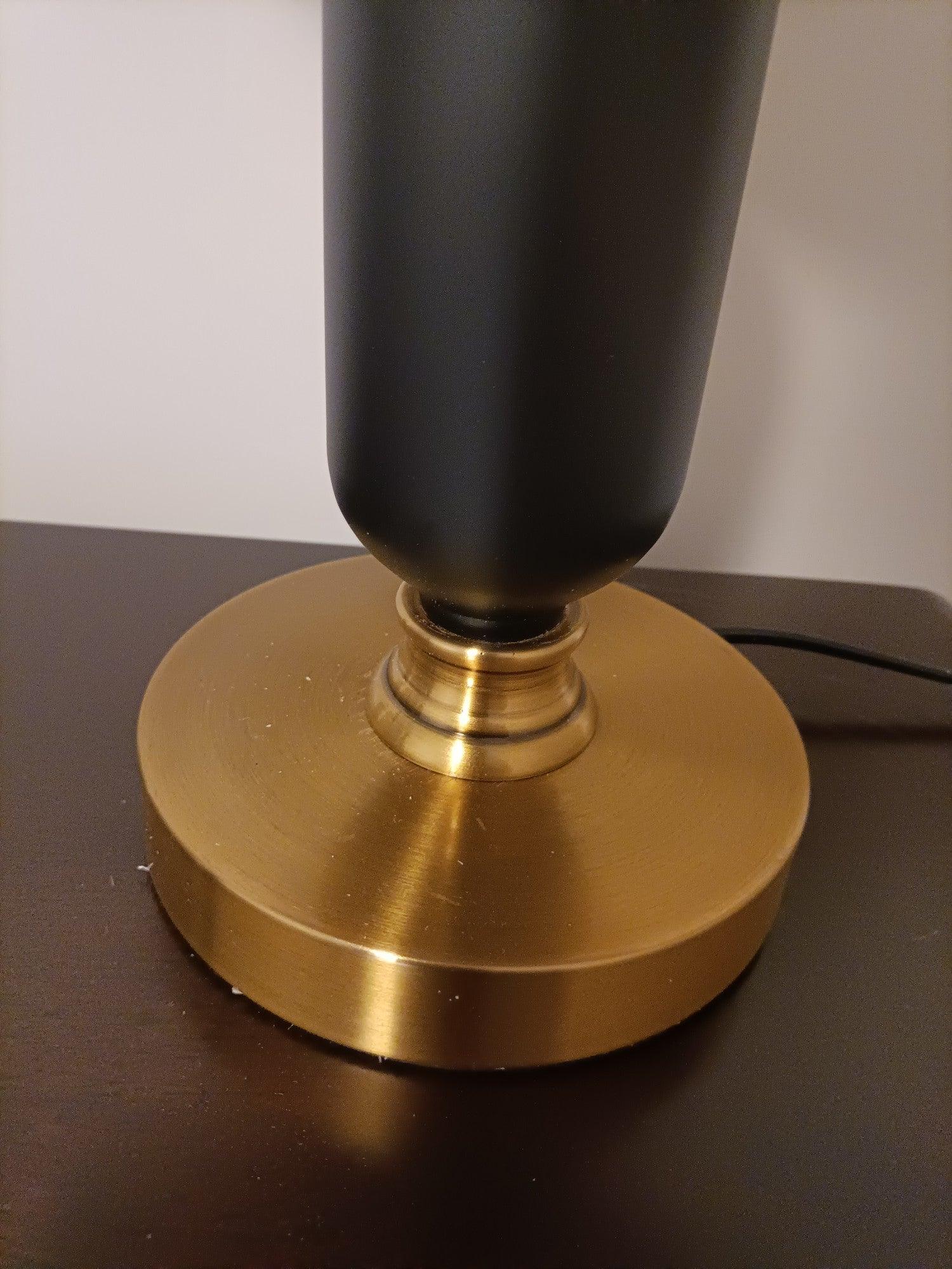 Vintage Antique Brass Table Lamp with Tapered Fabric Shade Classic Desk Light for Bedroom Office