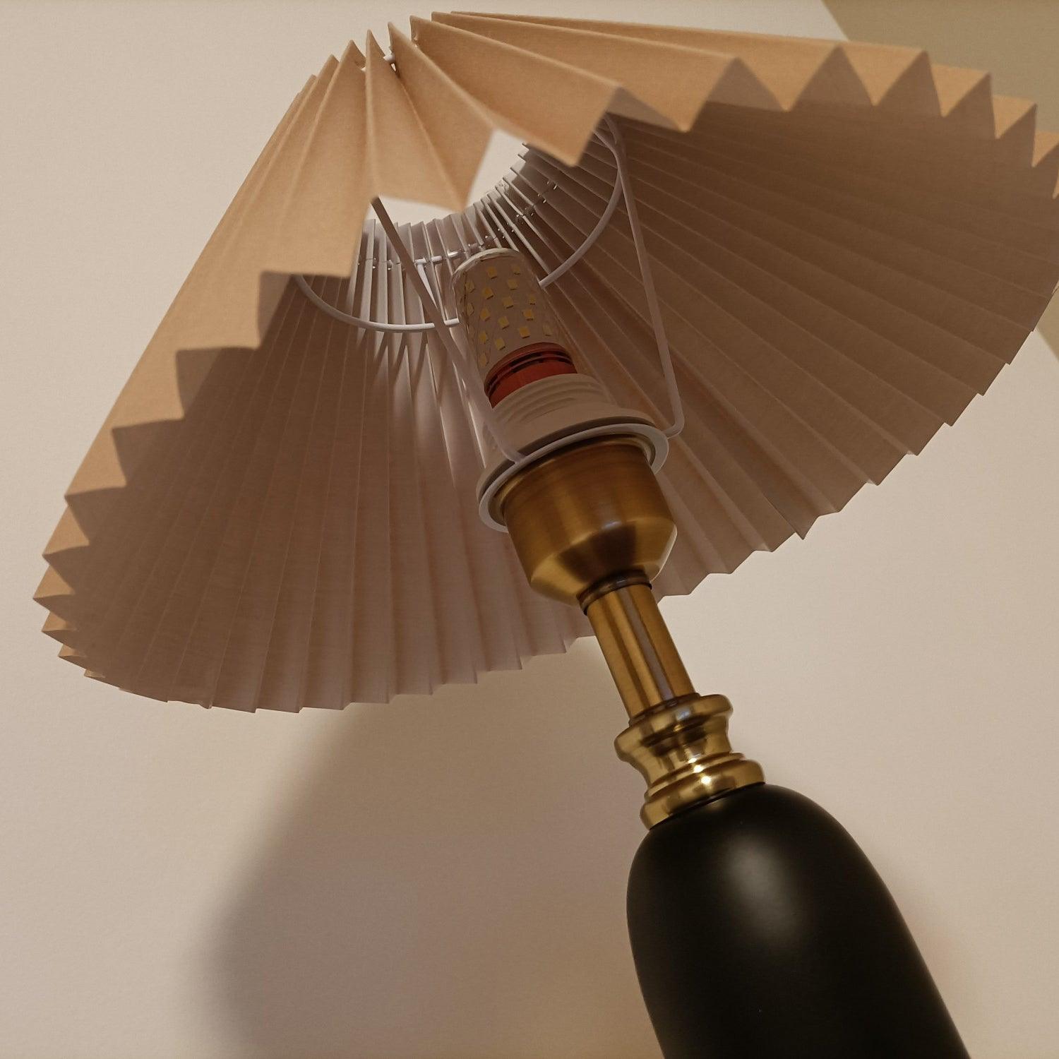 Vintage Antique Brass Table Lamp with Tapered Fabric Shade Classic Desk Light for Bedroom Office