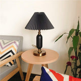 Vintage Antique Brass Table Lamp with Tapered Fabric Shade Classic Desk Light for Bedroom Office